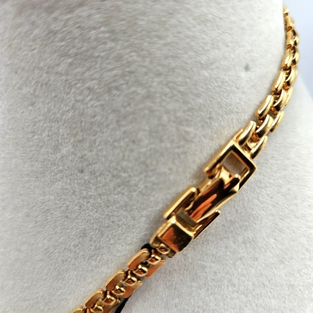 NEW VINTAGE Citation Cream Enamel Panel Statement Gold Tone Necklace